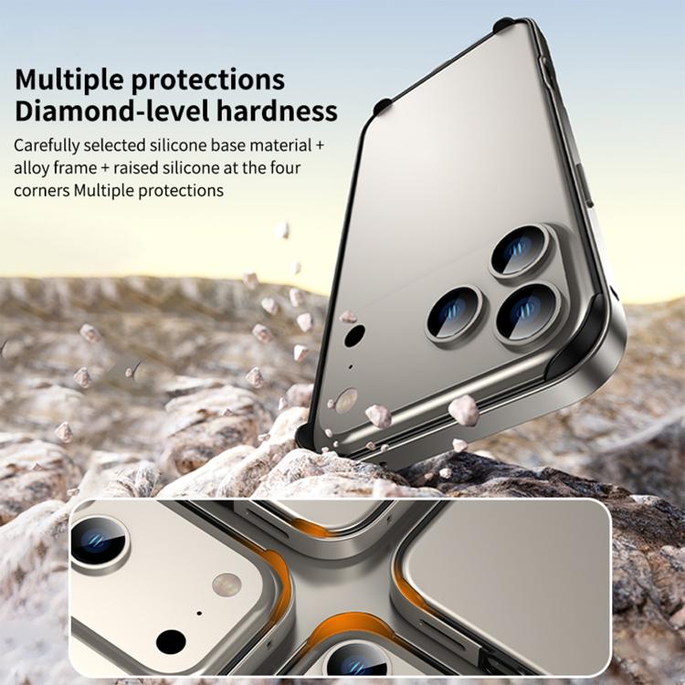 Metal Hybrid Silicone Four-Corner Shockproof Cooling Phone Frame Case, For iPhone 14 Plus, For iPhone 14, For iPhone 14 Pro, For iPhone 14 Pro Max
