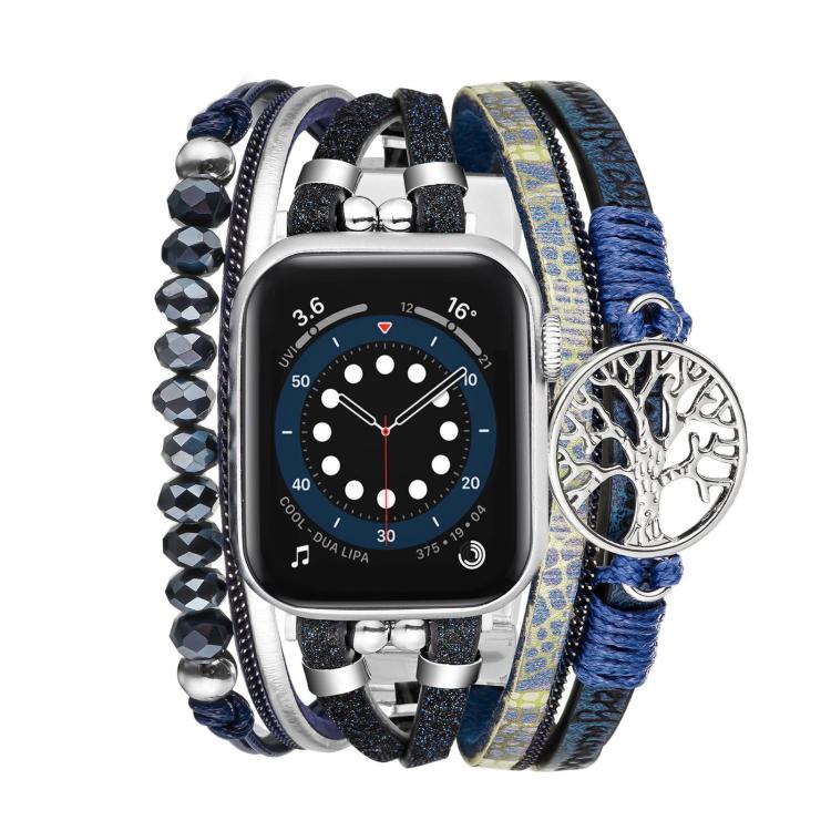 Tree of Life Pendant Metal Genuine Leather Watch Band, For Apple Watch 46mm / 49mm / 45mm / 44mm, For Apple Watch 42mm / 41mm / 40mm / 38mm