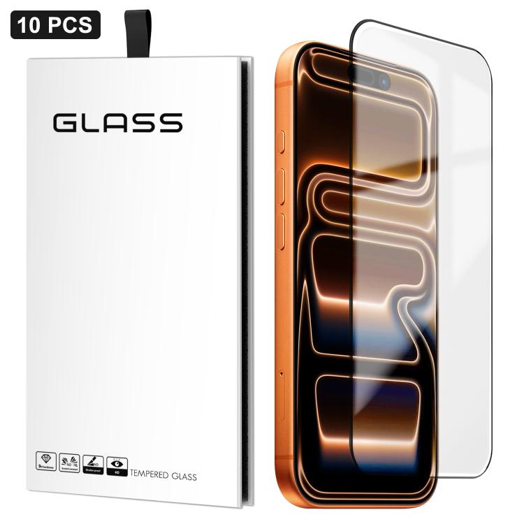 10pcs 0.18mm Ultra-Thin Ultrasonic HD Screen-Printed High-Aluminium Thick-Gel Tempered Glass Film, For iPhone 17e / 16e, For iPhone 17 Pro Max, For iPhone 17 Pro, For iPhone 17, For iPhone Air, For iPhone 16 Pro Max, For iPhone 16 Pro, For iPhone 16 Pl...