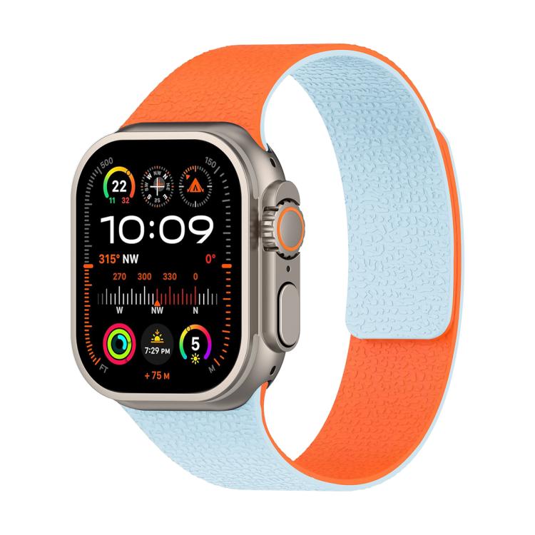 Color-blocking Litchi Texture Magnetic Silicone Watch Band, For Apple Watch 46mm / 49mm / 45mm / 44mm, For Apple Watch 42mm / 41mm / 40mm / 38mm