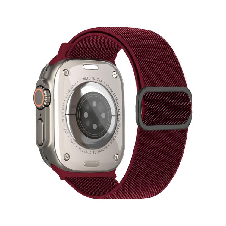 Diagonal Striped D-ring Buckle Nylon Elastic Watch Band, For Apple Watch 46mm / 49mm / 45mm / 44mm, For Apple Watch 42mm / 41mm / 40mm / 38mm