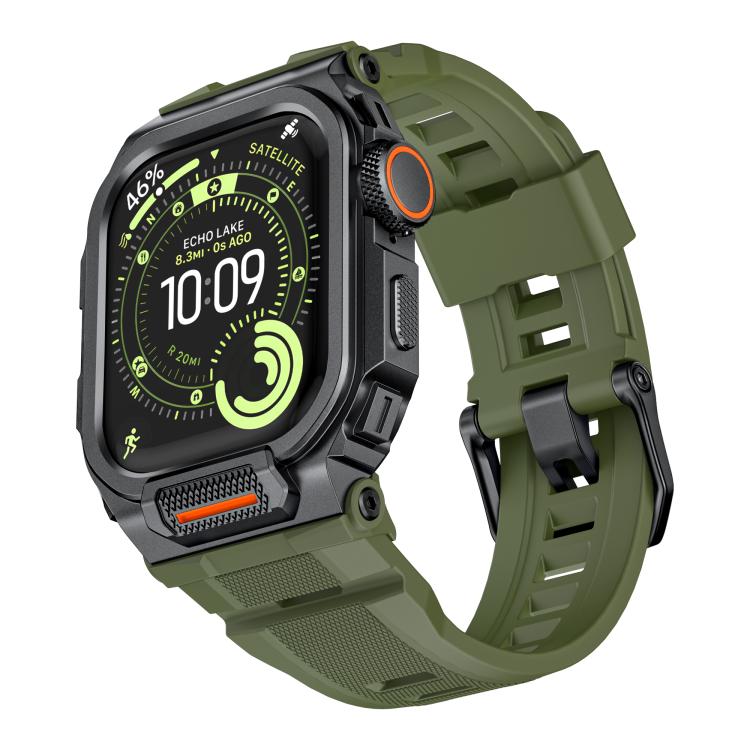 Vibrant Zinc Alloy Cover Integrated Silicone Watch Band, For Apple Watch Series 11 / 10 46mm