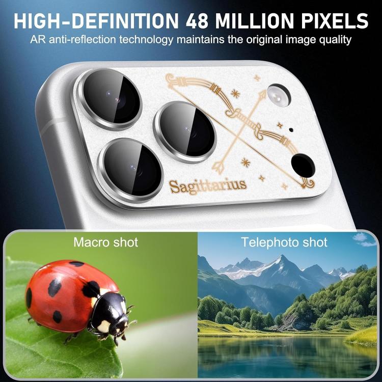 For iPhone 17 Pro Twelve Constellations Armor Integrated Full-Coverage Frosted Metal Camera Lens Film, Scorpio, Libra, Aquarius, Gemini, Pisces, Leo, Sagittarius, Capricorn, Cancer, Taurus, Virgo, Aries