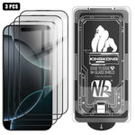 3pcs Easy Install Box Dust-Free 3D Curved Edge HD Electroplated Explosion-Proof Tempered Glass Film, For iPhone 17 Pro Max, For iPhone 17 Pro, For iPhone 17, For iPhone Air, For iPhone 16 Pro Max, For iPhone 16 Pro, For iPhone 16, For iPhone 15 Pro Max...