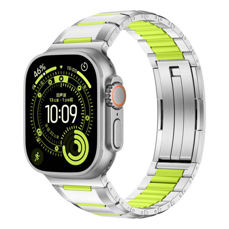 Multi-Faceted Rubber Inlaid Stainless Steel Watch Band, For Apple Watch 46mm / 49mm / 45mm / 44mm, For Apple Watch 42mm / 41mm / 40mm / 38mm