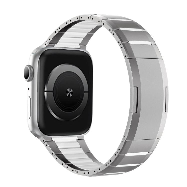 Curved Two-Tone Side-Release Stainless Steel Watch Band, For Apple Watch 49mm / 46mm / 45mm / 44mm, For Apple Watch 42mm / 41mm / 40mm / 38mm