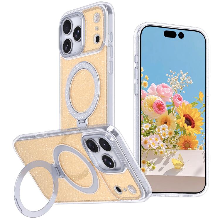 Starry Glitter Magnetic Holder Phone Case, For iPhone 18 Pro / 17 Pro, For iPhone 18 Pro Max / 17 Pro Max, For iPhone 17