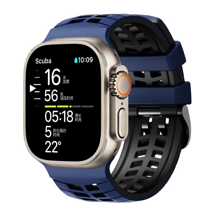 Double Holes Two Color Tire Texture Silicone Watch Band, For Apple Watch 49mm / 46mm / 45mm / 44mm