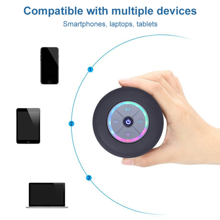 BTS-08 Wireless Bluetooth Speaker Waterproof Led FM Radio Subwoofer Bluetooth Column TF Card Suction Cup Mini Shower Speaker