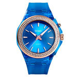 SkMEI 1553 Women LED Color Light Transparent Waterproof Watch Inlaid With Water Drill