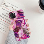 For iPhone 11 Plating Colorful Geometric Pattern Mosaic Marble TPU Mobile Phone Case, For iPhone 11