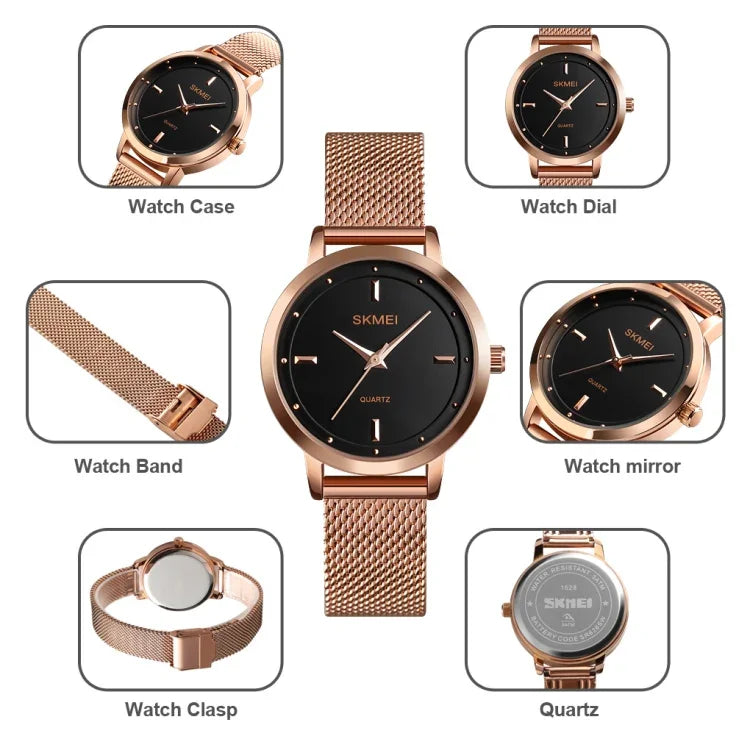 SKMEI 1528 Simple Fashion Lady Watch Casual Netting Scale