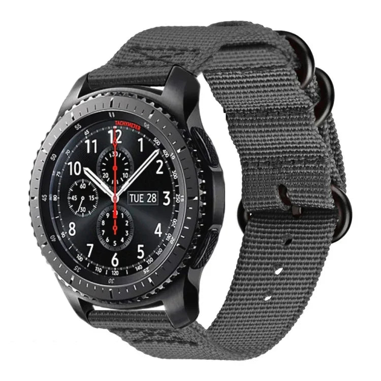 For Samsung Galaxy Watch Active 18mm S3 Nylon Three-ring Strap, For Samsung Galaxy Watch Active 2 18mm / Gear S3