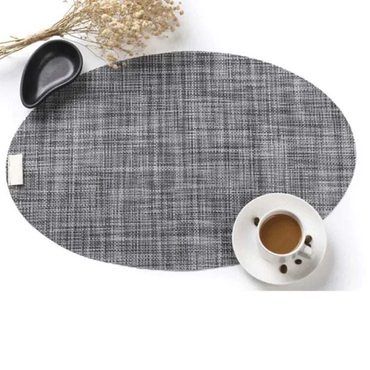 PVC Oval Shape Dining Table Mat Heat Insulation Non-Slip Placemats Disc Bowl Tableware Pads
