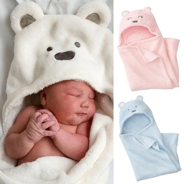 Cute Animal Cartoon Babies Blanket Kids Hooded Bathrobe Toddler Baby Bath Towel
