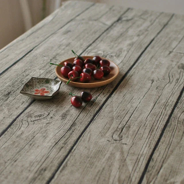 Vintage Popular Table Cloth Linen Rectangular Tablecloth Wooden Grain Dustproof Restaurant Table Cover, 50x70cm, 70x70cm, 90x90cm, 100x140cm, 140x140cm, 140x180cm, 140x200cm, 140x220cm
