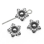 30 PCS Tibetan Silver Alloy Flower Charms Beads Flower Spacer Beads Charm, Size: 9x9x5mm