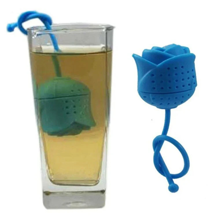 Rose Silicone Tea Infuser Loose Leaf Tea Strainer Herbal Spice Infuser Filter Tea Tools, color random delivery, Rose Shape