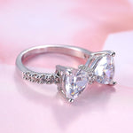 Female Fashion Lovely Bowknot Design Zircon Ring, 8, 10