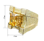 Men Luxurious Microencrusted Zircon Ring, Gold