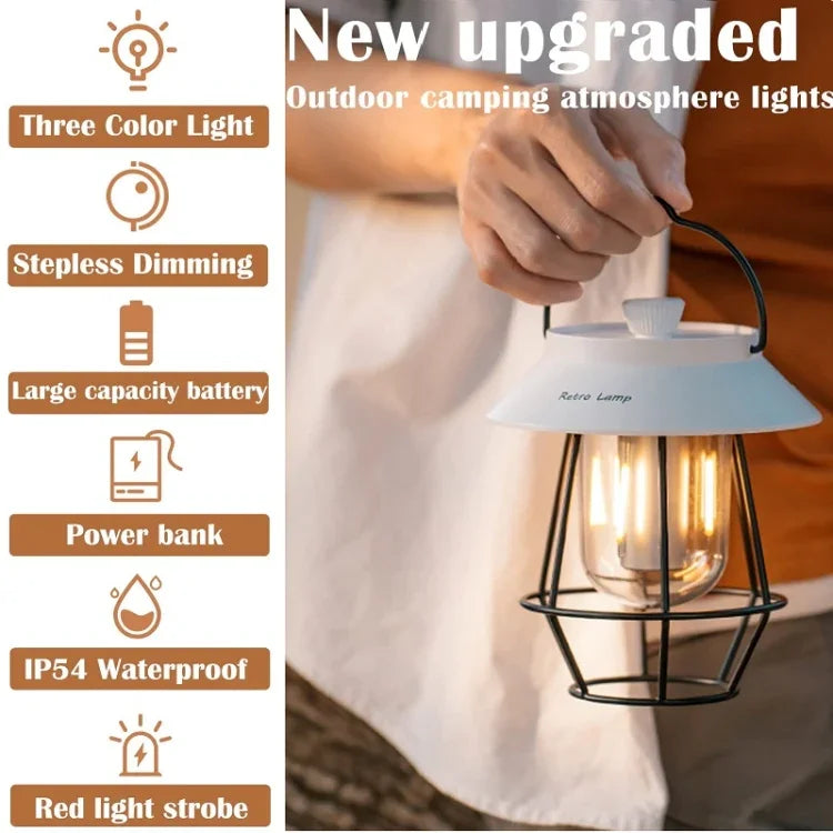 Outdoor Hanging Camping Lights Tent Lighting Atmosphere Lights, Handle Black, Handle White