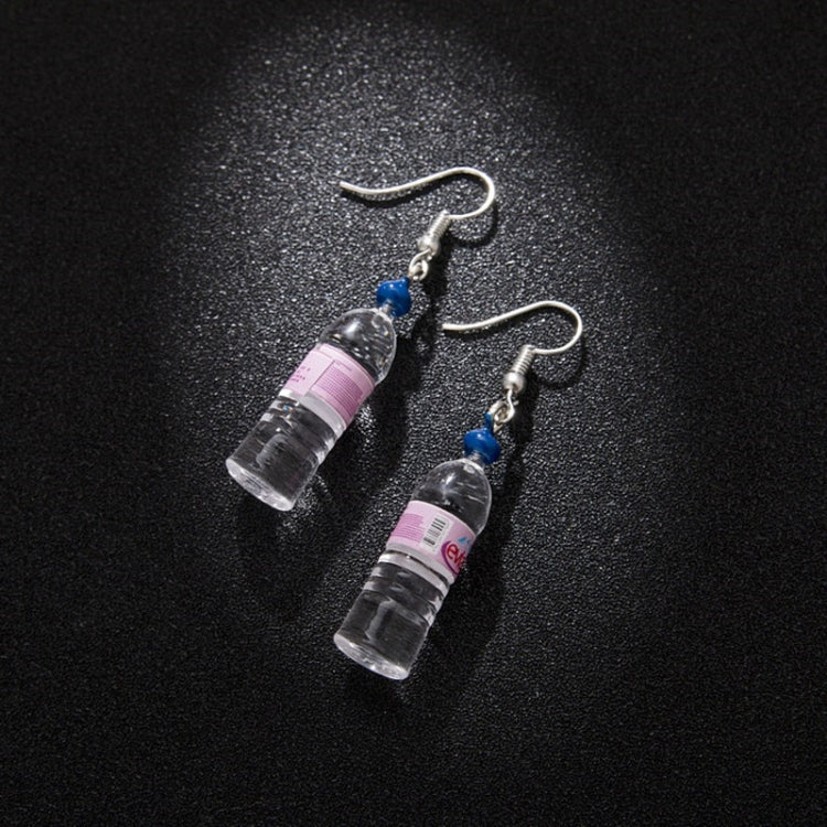 Personalized Mineral Water Bottles Earring Cute Simple and Elegant Earring, pink, blue