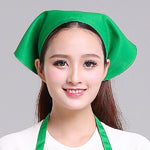 Waiter Men and Women Kitchen Work Turban Hat Triangle Scarf Chef Hat, Adjustable