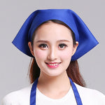 Waiter Men and Women Kitchen Work Turban Hat Triangle Scarf Chef Hat, Adjustable