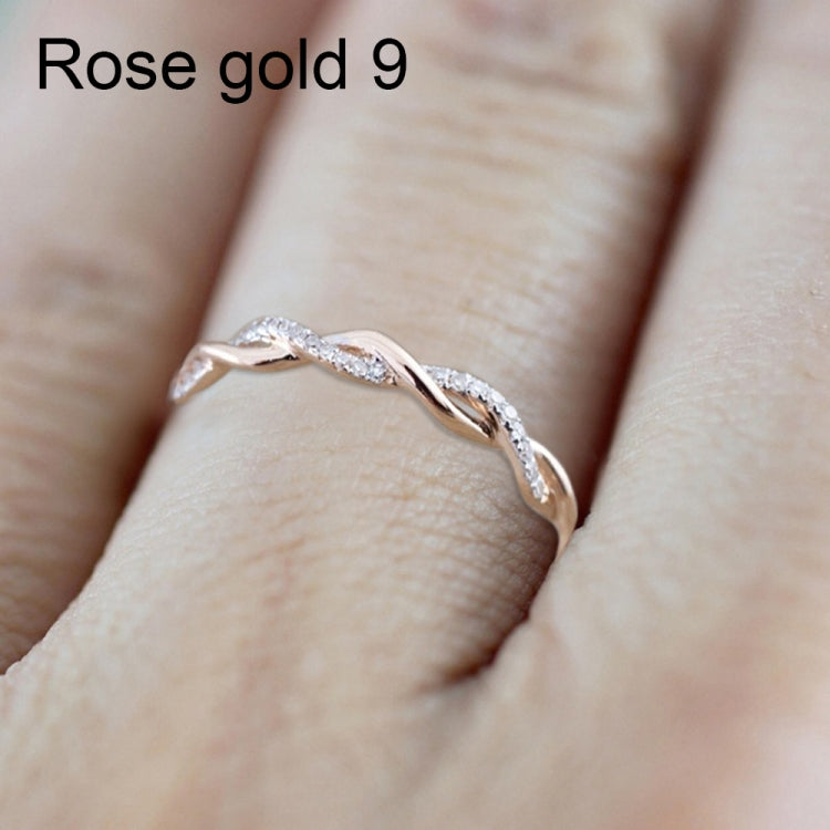 Woman Classical Cubic Zirconia Twist Shape Ring, gold, rose gold, sliver