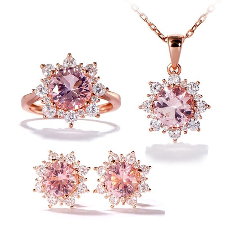3 PCS/Set Snow Shape Gemstone Jewelry Set For Women, 6, 7, 8, 9, 10