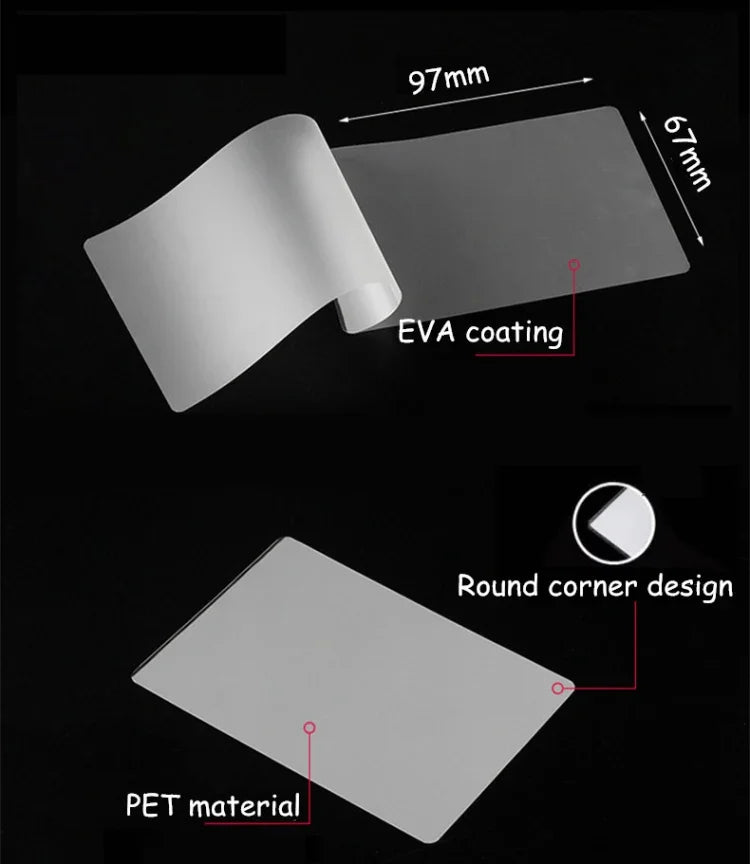 100pcs / Pack 3 Inch 80mic Thickness Clear Laminating Film Plastic film, 3 Inch 80mic
