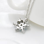 Charm Vintage Crystal Snowflake Zircon Flower Silver Necklaces Pendants Jewelry Gift for Women, Sea Blue, Sky Blue
