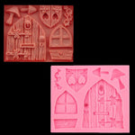 2 PCS Cartoon House Wooden Window Shape Silicone Candy Mold Fairy Tale Cake Decorating Tool, House Wooden Window Shape