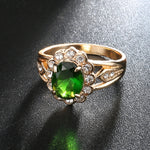Fashion Vintage Oval Green Gem Diamond Ring, 10