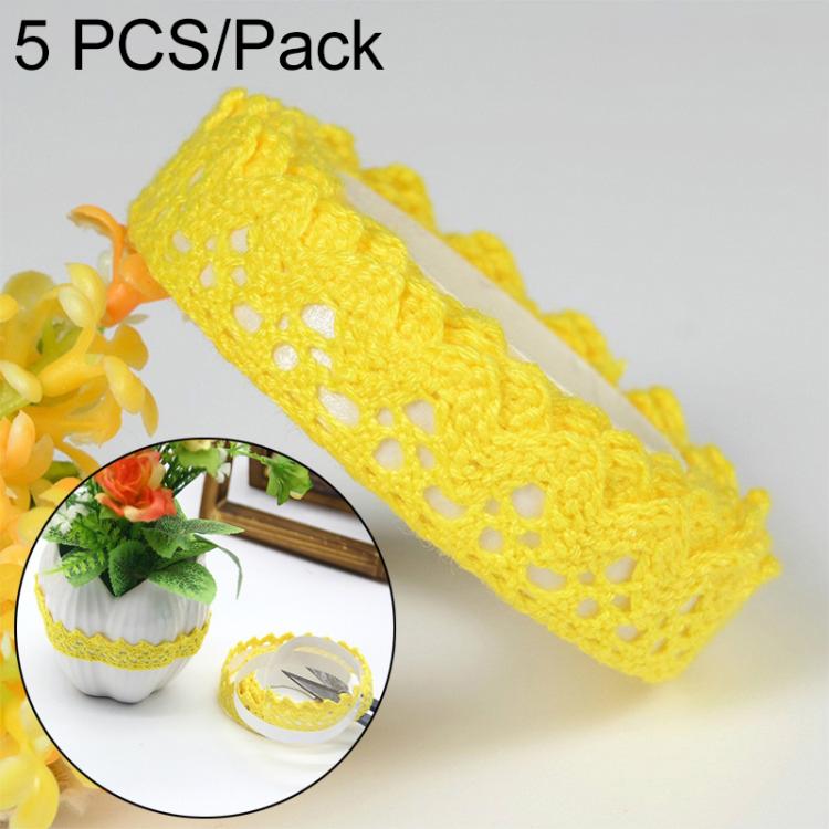 5 PCS Cotton Lace Fabric White Crochet Lace Roll Ribbon Knit Adhesive Tape Sticker Craft Decoration Stationery Supplies
