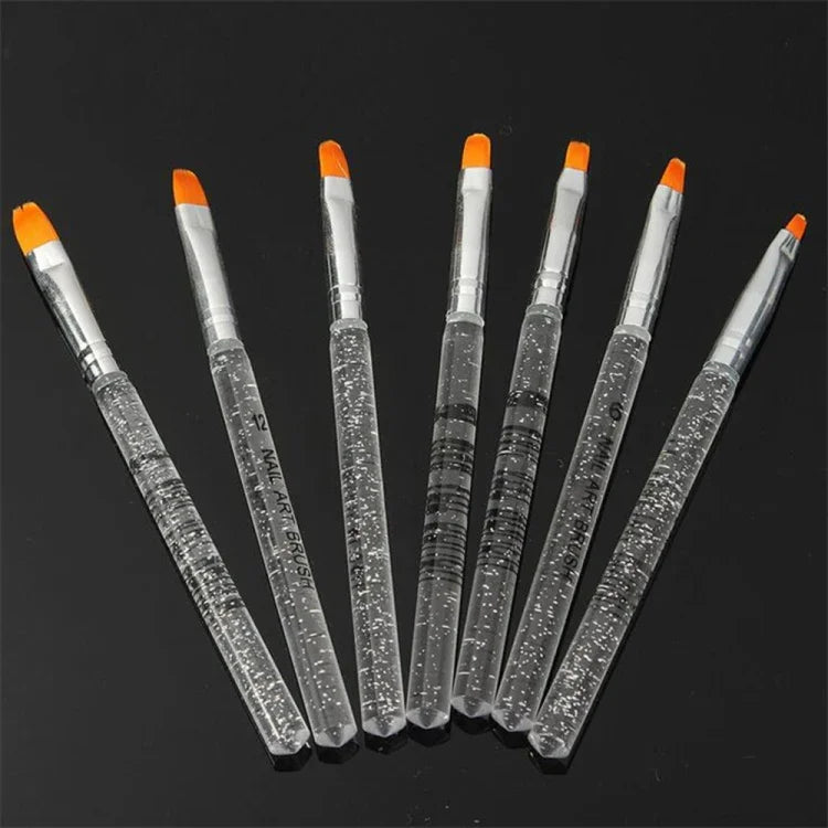7pcs /Set UV Gel Acrylic Crystal Design Builder Painting Nail Art Brush Pen Tool Set Crystal Painting Drawing Carving Pen Set
