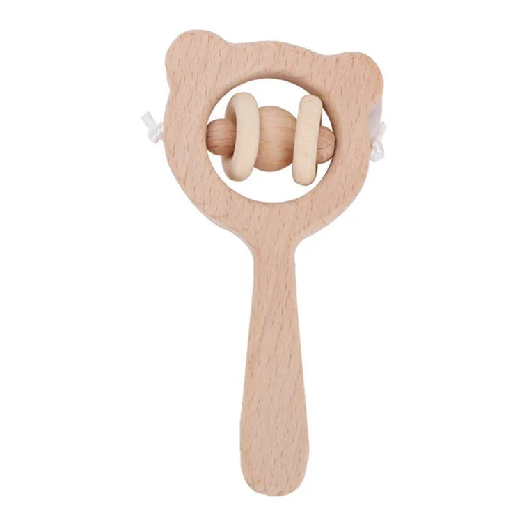Baby Puzzle Early Education Hand Rattle Wooden Toy, Bear Bell, Bear Big Bead, Bear Small Bead, Bear Single Bead, Owl Bell