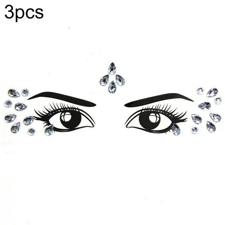 3 PCS  Forehead Green Masquerade Makeup Acrylic Face Sticker, YT-46, YT-47, YT-48, YT-49, YT-50, YT-51, YT-52, YT-53-01, YT-53-02, YT-54, YT-55, YT-56, YT-57, YT-59, YT-60, YT-61, YT-65, YT-66, YT-67, YT-68, YT-69