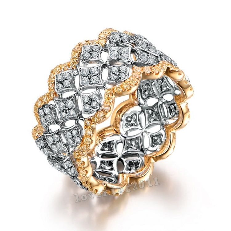 Plated Color Micro Set Ring Luxury Diamond Gold Wedding ring, Size:8, Size:10