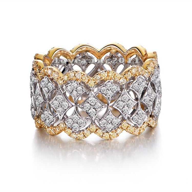Plated Color Micro Set Ring Luxury Diamond Gold Wedding ring, Size:8, Size:10