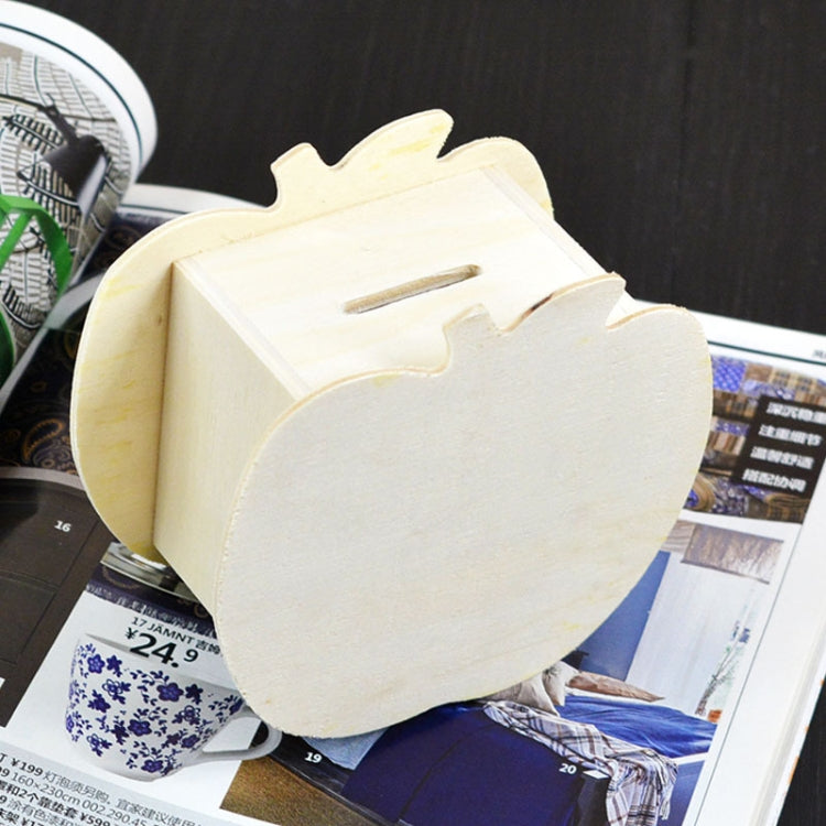 Lovely Creative Child DIY Wooden Apple Hand Painted Piggy Bank, 10x5.6x9.5cm