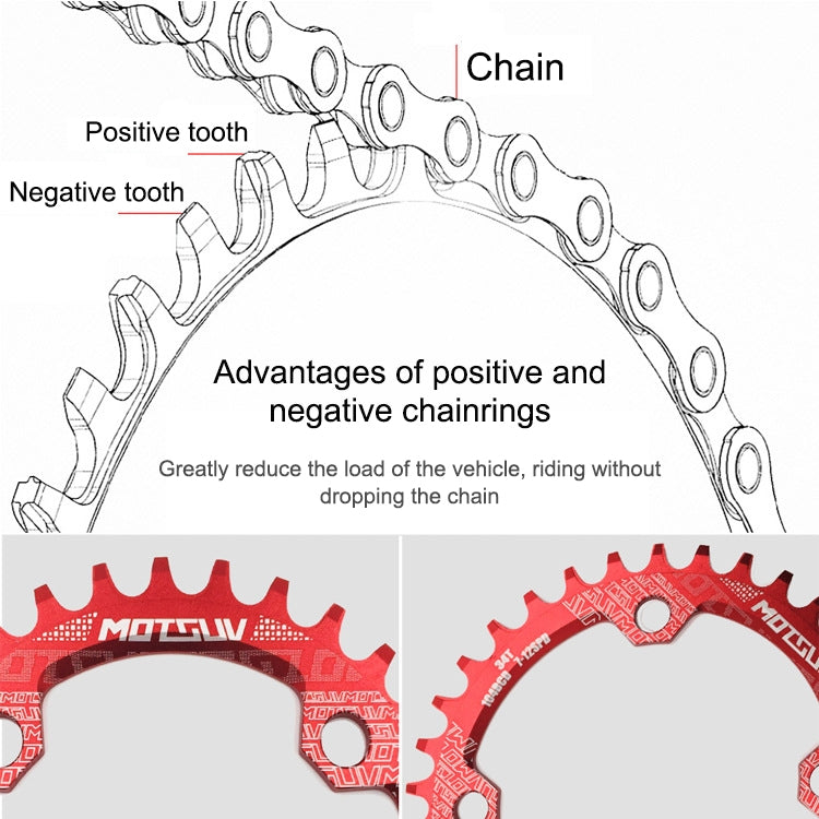 MOTSUV Round Narrow Wide Chainring MTB  Bicycle 104BCD Tooth Plate Parts, Disk 32T, Disk 34T, Disk 36T, Disk 38T, Elliptic plate  32T, Elliptic plate 34T, Elliptic plate 36T, Elliptic plate 38T