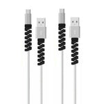 4pcs Spiral Style Silicone Data Cable Protective Cover Anti-wire Break Winder