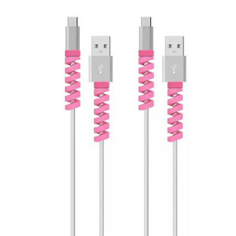 4pcs Spiral Style Silicone Data Cable Protective Cover Anti-wire Break Winder
