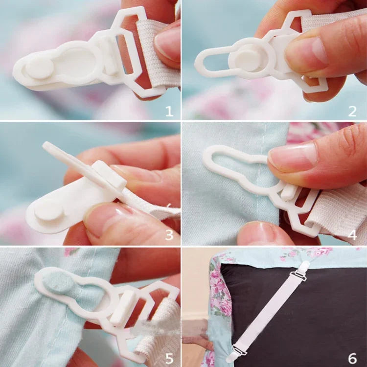 4 PCS  Non Slip Elastic Band Sheet Clips, Sheet Clips