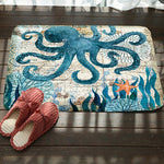 Marine Series Pattern Bathroom Toilet Non-slip Mat Flannel Absorbent Foot Pad, 46x76cm, 50x80cm