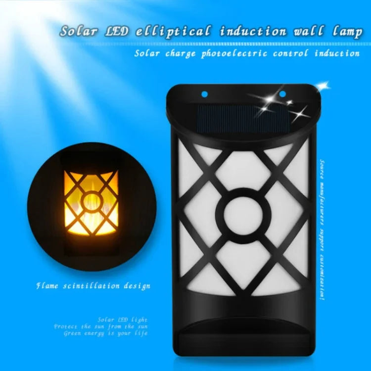Solar Flame Courtyard Flood Light Wall Lamp Outdoor Lawn Landscape Street Light Induction Lamp, 66 LEDs