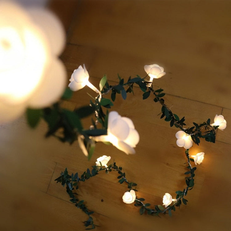 Solar Simulation Green Leaf Rattan Rose Flower Vine LED Light String Garland Decoration, 3m 20 LEDs, 4.5m  30 LEDs, 5m  50 LEDs, 10m 100 LEDs