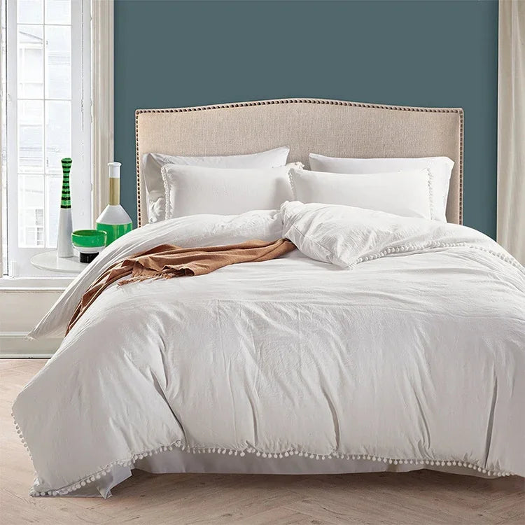 Princess Bedding Sets With Washed Ball Decorative Microfiber Fabric Cover Pillowcase, Twin（One Pillowcase and One Quilt）, Queen（Two Pillowcase and One Quilt）, King（Two Pillowcase and One Quilt）
