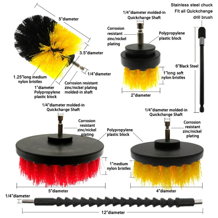 19 in 1 Household Nylon Hexagonal Electric Drill Brush Pads Scouring Sanding Disc Pad Kits, 19 in 1